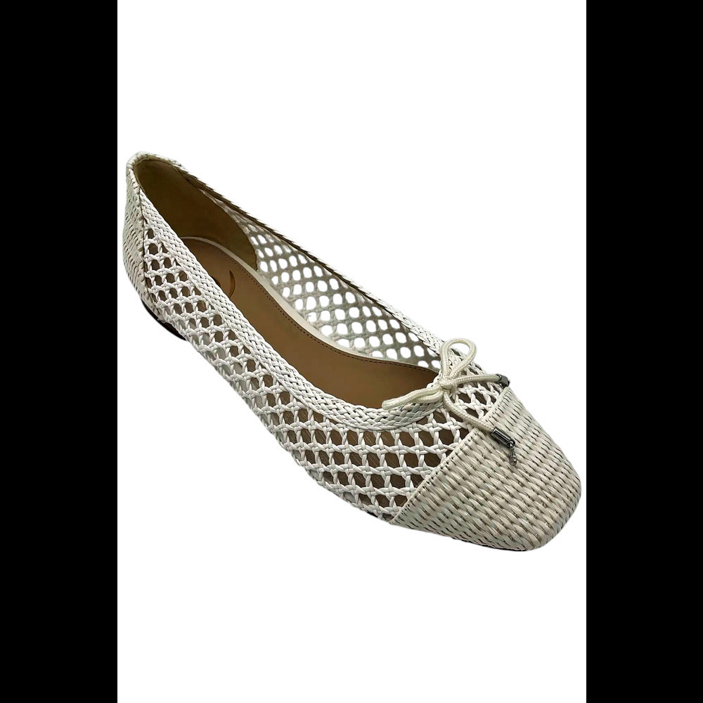 Sam Edelman White Flats with Woven Design and Bow